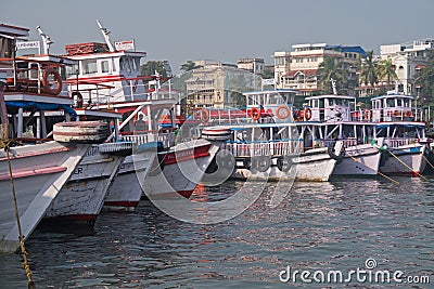 Mumbai passenger ferries at their moorings Editorial Stock Photo