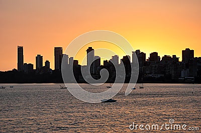 Mumbai Skyline at Sunset Stock Photo