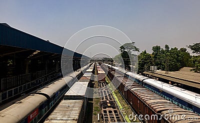 Mumbai Train tracks clicked from bridge Editorial Stock Photo