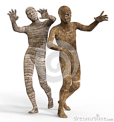 Mummies 3D Illustration Stock Photo