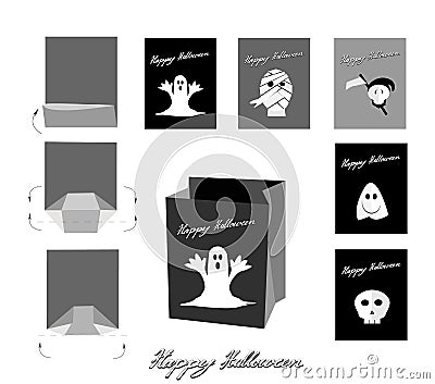 Mummy, Ghost and Psychopomp for Halloween Bag Vector Illustration