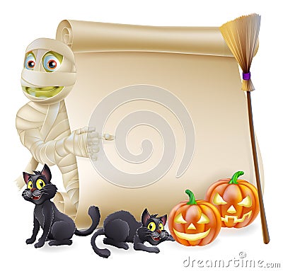 Mummy Scroll Halloween Banner Vector Illustration