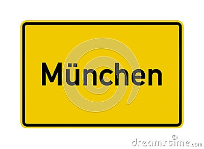 Munchen city limits road sign Cartoon Illustration