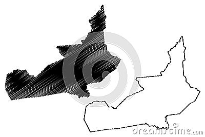 Mundo Novo municipality Bahia state, Municipalities of Brazil, Federative Republic of Brazil map vector illustration, scribble Vector Illustration