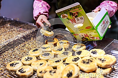 Mung bean cake on sale in the store Editorial Stock Photo