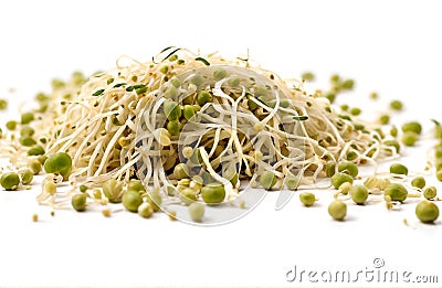 Mung bean sprouts, cut out on white background Stock Photo