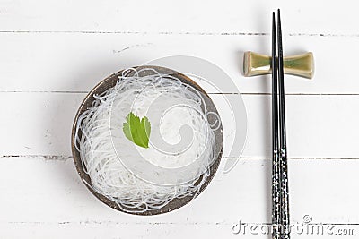 Mung bean vermicelli or cellophane noodles, a transparent thread Stock Photo