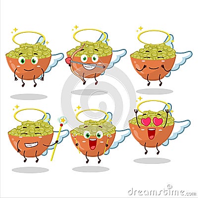 Mung beans cartoon designs as a cute angel character Vector Illustration