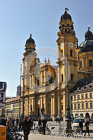 Munich architecture. Cathedral facade Editorial Stock Photo