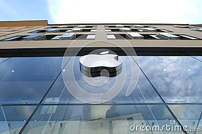 Apple Store in Munich with Sky Editorial Stock Photo