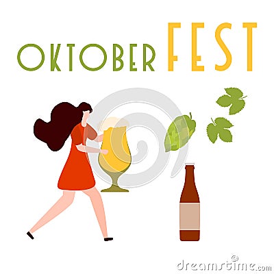 Munich Beer Festival Oktoberfest Beer party Vector Illustration