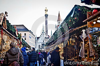 Munich, Germany - Christmas market in Marienplatz Editorial Stock Photo