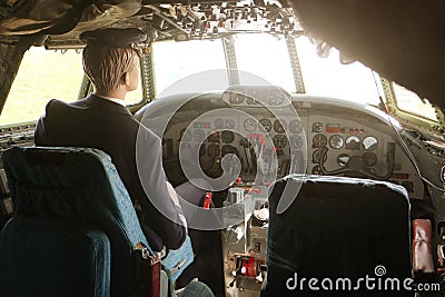 Lockheed L-1049 G super Constellation cockpit Editorial Stock Photo