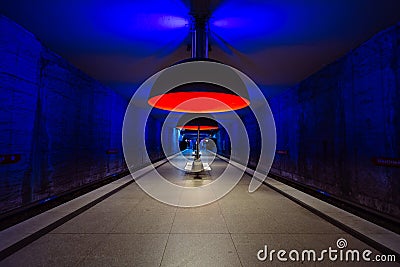 Munich, GERMANY - 18 February: Westfriedhof Underground Metro Subway Station Editorial Stock Photo