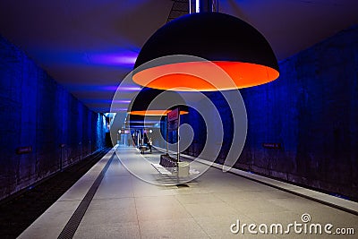 Munich, GERMANY - 18 February: Westfriedhof Underground Metro Subway Station Editorial Stock Photo