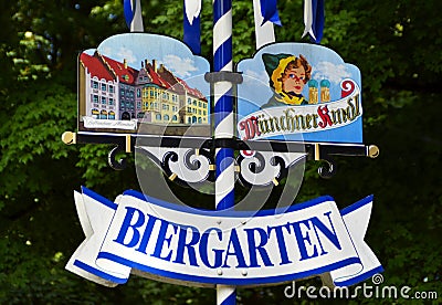 Biergarten beer garden main logo. Editorial Stock Photo