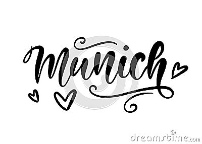 Munich Germany modern city hand written brush lettering Vector Illustration