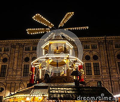 Munich, Germany - Nov 24, 2023: Christmas market in Munich, Bavaria, Germany, Europe Editorial Stock Photo