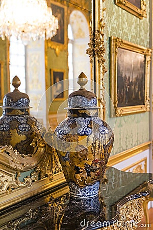 Interior furniture decor elements of the interior of the museum residenz Munich Residenz, the Bavarian kings Editorial Stock Photo