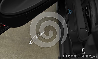 Details of a matte black Bugatti Chiron Editorial Stock Photo