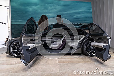 Munich, Germany - Sep 08, 2021: IAA Mobility Open Space. Audi e-tron electric automated driving car Editorial Stock Photo