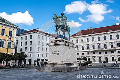 Munich, Germany - Sep 19, 2023: Statue of Maximilian Churfuerst Von Bayern. Wittelsbacher Square Munich, Germany Editorial Stock Photo