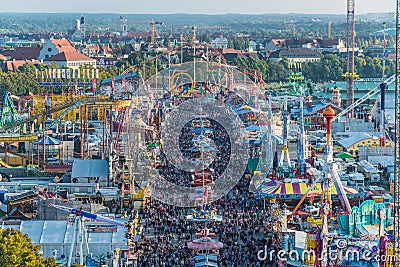 Aerial view of the crowd of Oktoberfest visitors Editorial Stock Photo