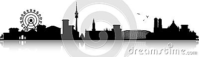 Munich germany skyline silhouette black isolated Stock Photo