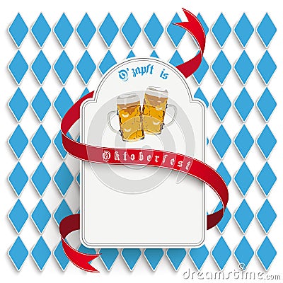 Munich Oktoberfest White Round Long Emblem Vector Illustration