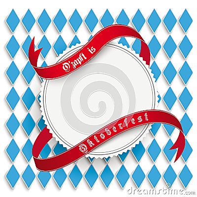 Munich Oktoberfest White Round Prongs Emblem Vector Illustration