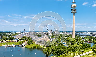 Munich Olympiapark in summer, Germany Editorial Stock Photo