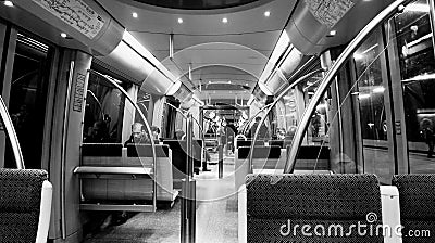 Munich, underground train in the night Editorial Stock Photo