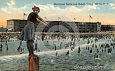 Municipal Baths and Beach, Coney Island Editorial Stock Photo