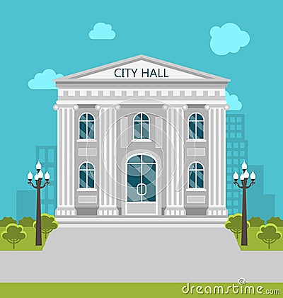 Municipal Building, City Hall, the Government, the Court. Vector Illustration