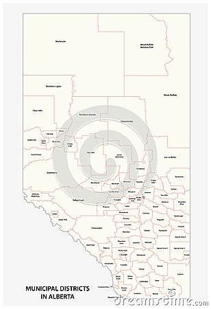 Municipal districts in Alberta Canada vector map Vector Illustration