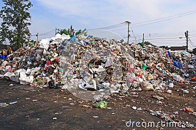 Municipal garbage dump in landfill. Stock Photo