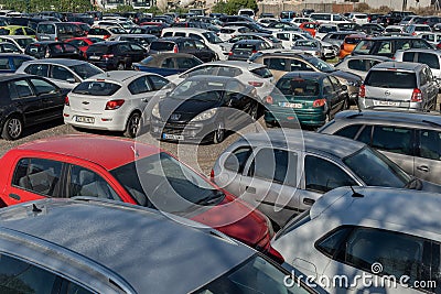 Municipal parking of fined cars Editorial Stock Photo