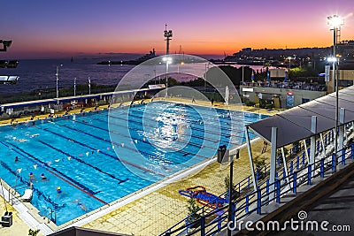 Municipal swimming pools in Piraeus, Athens, Greece Editorial Stock Photo