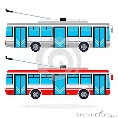 Municipal trolleybuses vector flat isolated Vector Illustration