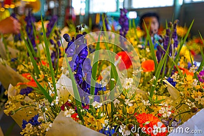 Flower Bouquet at Pike Place Market Seattle Stock Photo