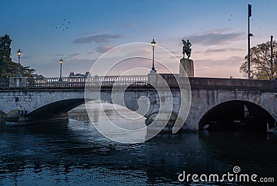 Munsterbrucke Bridge at sunset - Zurich, Switzerland Stock Photo