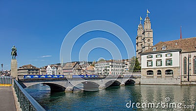 Munsterbrucke bridge in Zurich Editorial Stock Photo