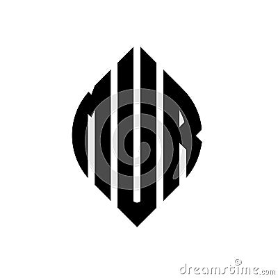 MUR circle letter logo design with circle and ellipse shape. MUR ellipse letters with typographic style. The three initials form a Vector Illustration