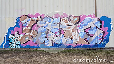 Mural by Albarez for Tinsel Dallas, a free show given in West Dallas inspired by the `Twelve days of Christmas`. Editorial Stock Photo