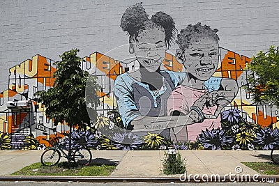 Mural art at East Williamsburg in Brooklyn Editorial Stock Photo