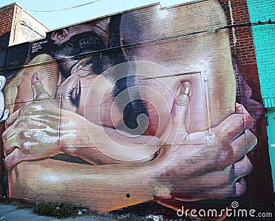 Mural art at East Williamsburg in Brooklyn Editorial Stock Photo