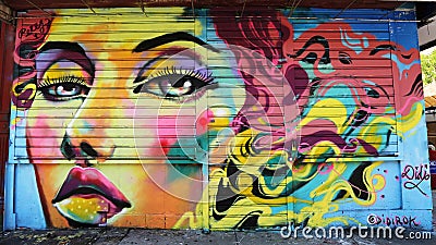 Mural art in Lower East Side in Manhattan Editorial Stock Photo