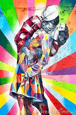 A Mural by artist Brazilian artist Kobra Editorial Stock Photo