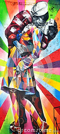 A Mural by artist Brazilian artist Kobra Editorial Stock Photo