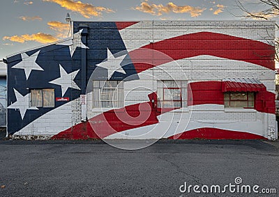 Mural by artist Stylle Read at 200 West Dickson Street in downtown Fayetteville, Arkansas. Editorial Stock Photo